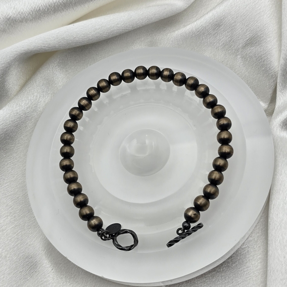 Gunmetal Over Sterling Silver Beaded Bracelet